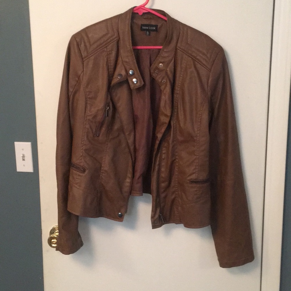 Brown Faux Leather Jacket.  XL